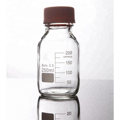 Lab 250ml Borosilicate Glass Reagent Bottle With Screw Cap