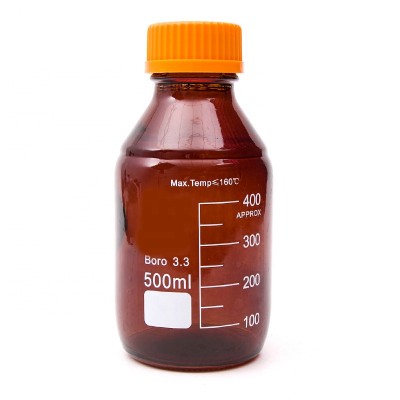 Labs 500ml Amber Borosilicate Glass Reagent Bottle